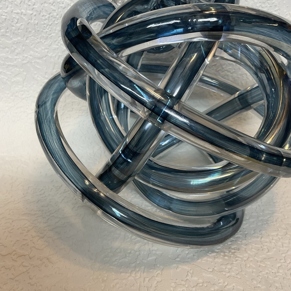 Large Hand-Blown Glass Infinity Knot Dculpture Modern Abstract Decor 7.75"x7.25" - Picture 12 of 15